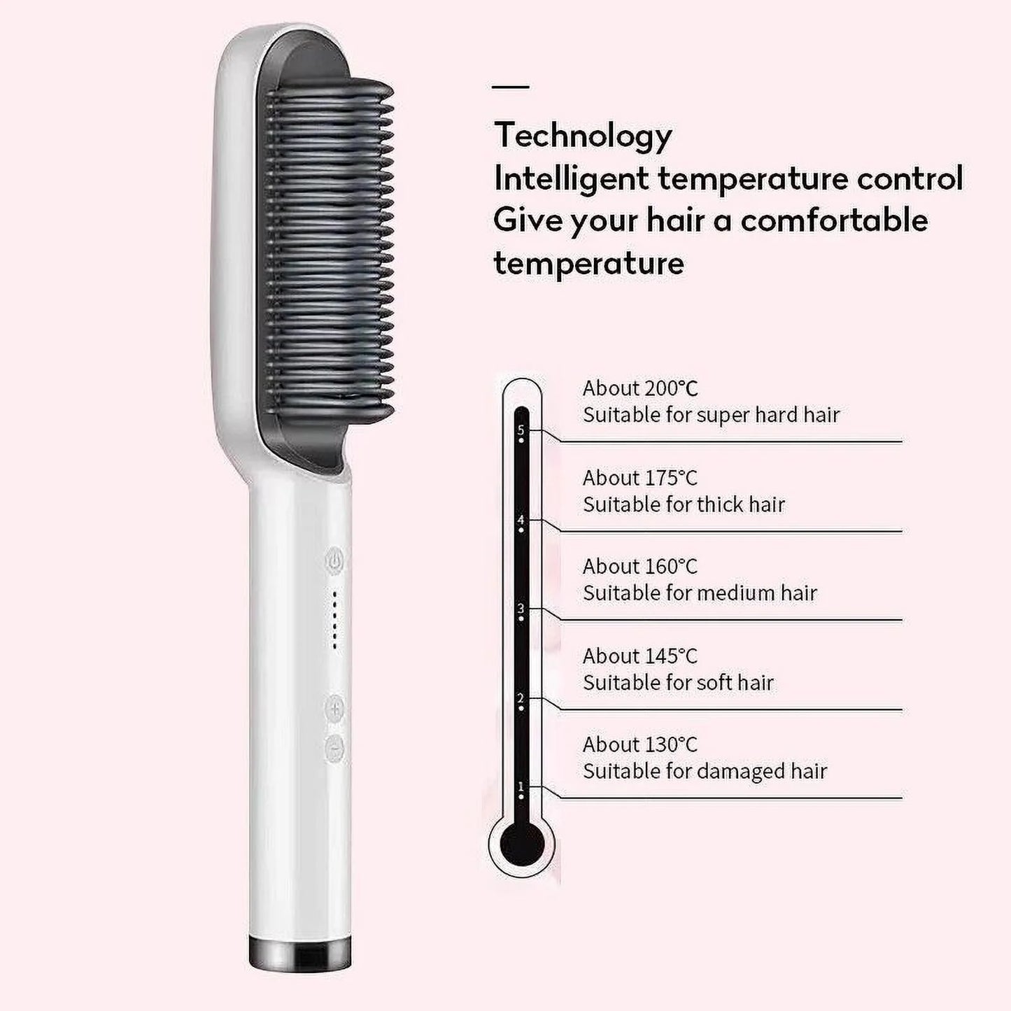 Electric Hair Straightening Brush, Hot Iron Comb with Adjustable Heat Settings, Hair Straightener Brush for Women, Hot Brush Styler for All Hair Types