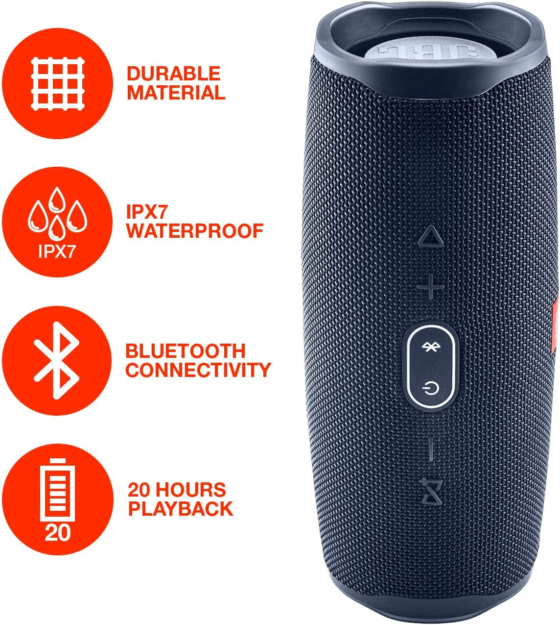 Charge 4 Portable Waterproof Wireless Bluetooth Speaker Bundle Portable Hard Carrying Protective Case - Blue