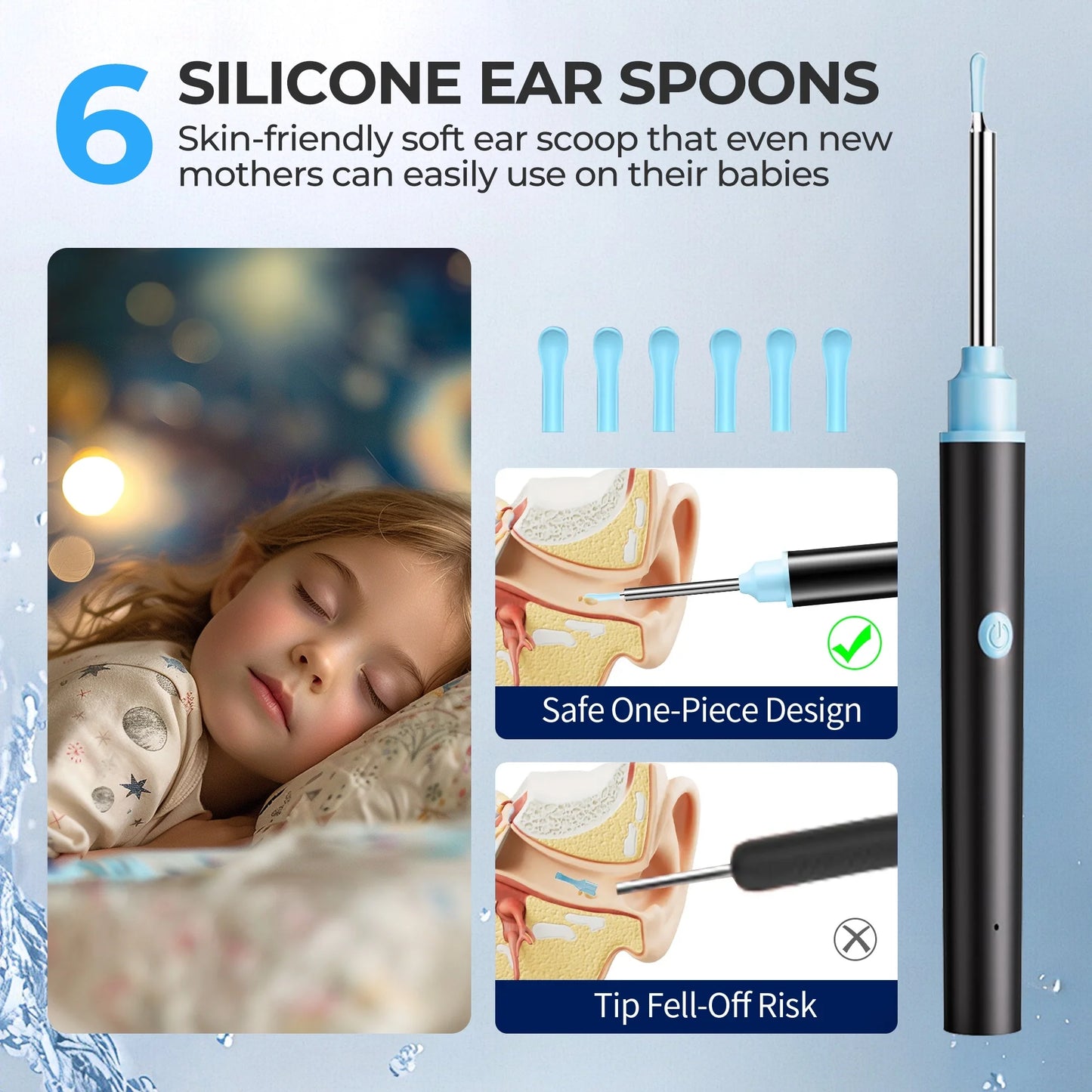 Ear Wax Removal, Ear Cleaner with Camera, Earwax Remover Tool with LED Light, Ear Camera with 6 Ear Spoon, Earwax Removal Kit for Ear Cleaning