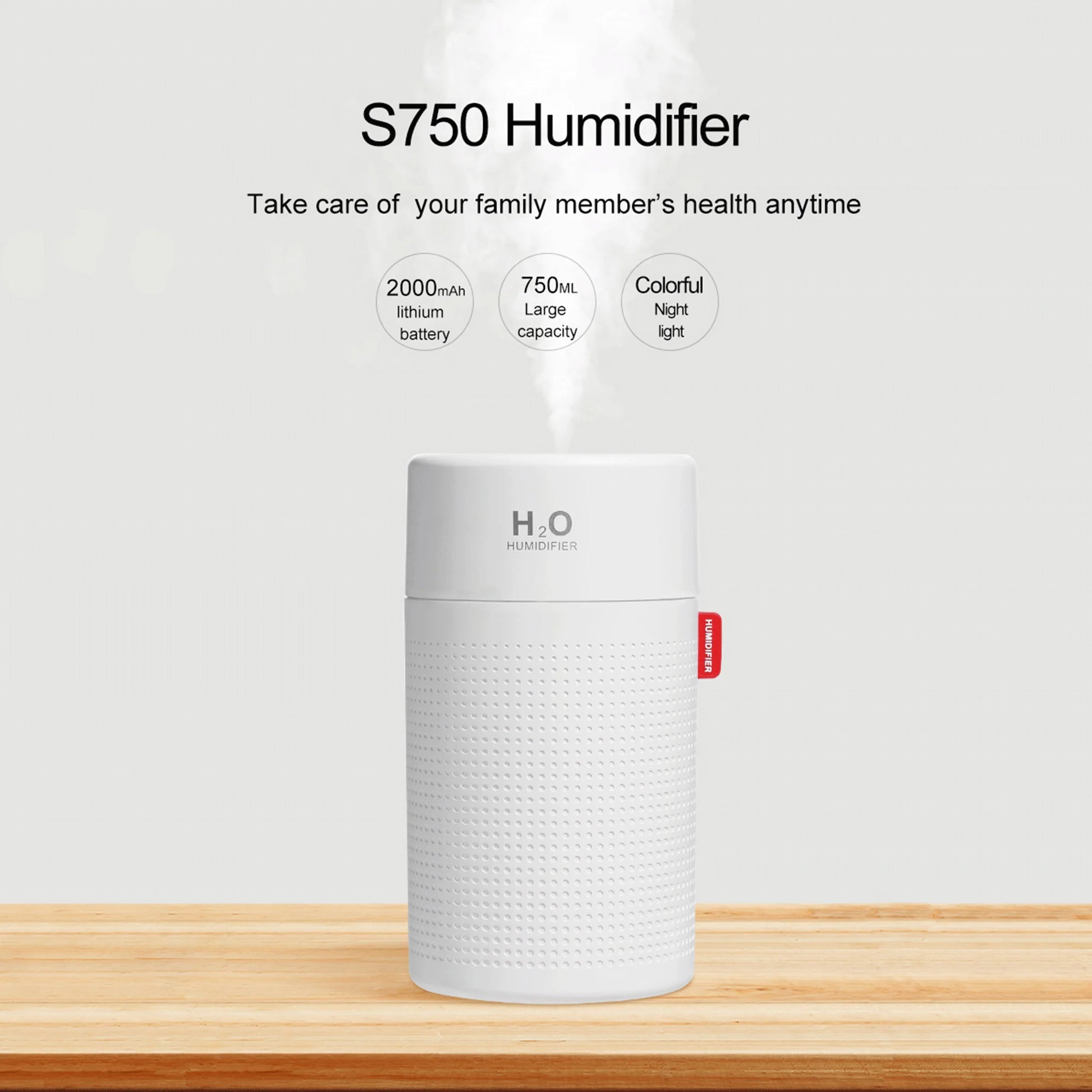 750ML Humidifiers for Bedroom, Cool Mist Humidifiers, Quiet Ultrasonic Humidifiers Large Room, Humidifiers for Babies Nursery, Smart Sleep Mode, Auto Shut-Off Protection, 7 Color LED Light